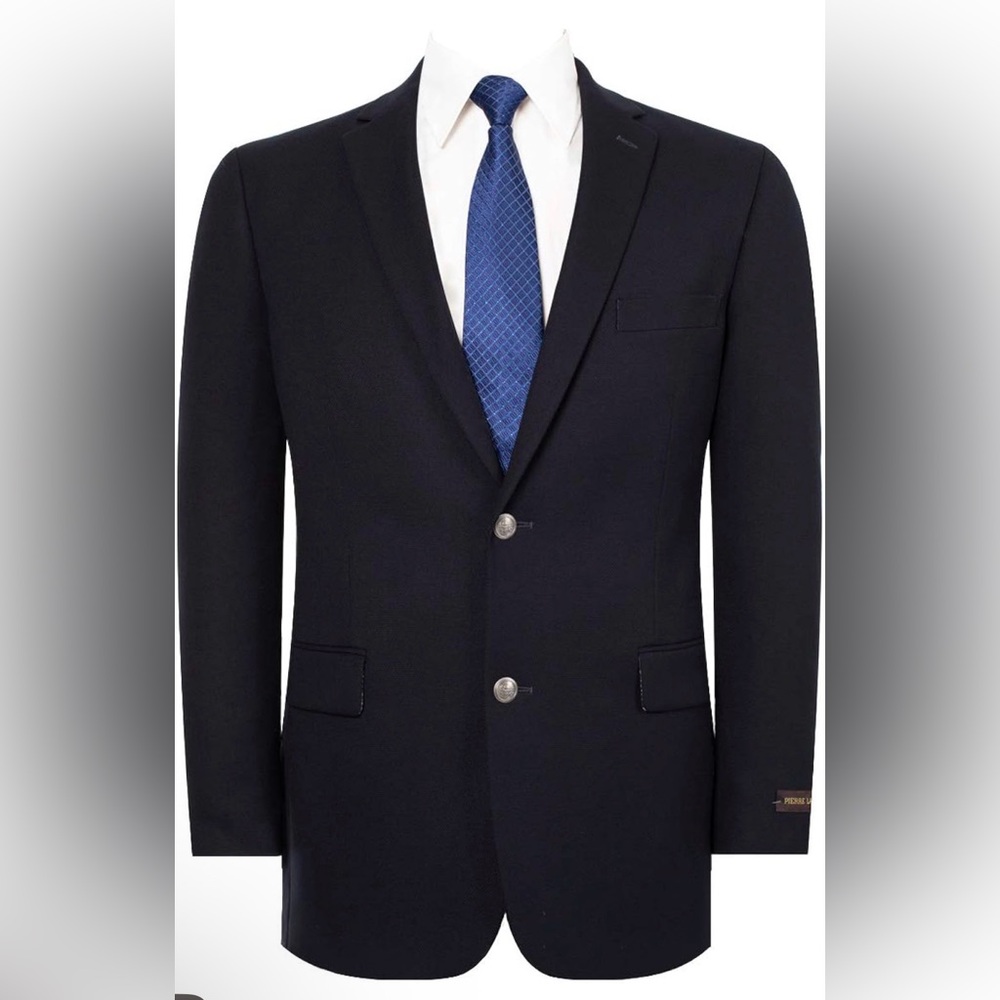 Pierre Laurant Blazer 46 Short Navy Stretch Sport Coat Big & Tall 2 Button